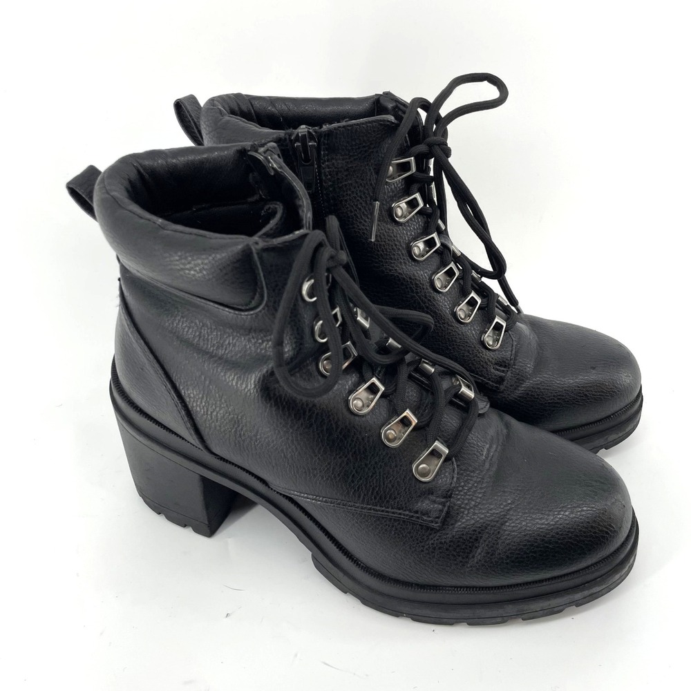 No Boundaries Boots Women 8W Chunky Heel Platform Lace Up Military Y2K Goth Emo